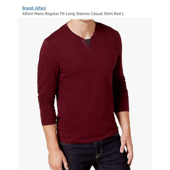 Alfani - Men’s Moisture Wicking Burgundy Henley Shirt - XXL - Picture 1 of 8